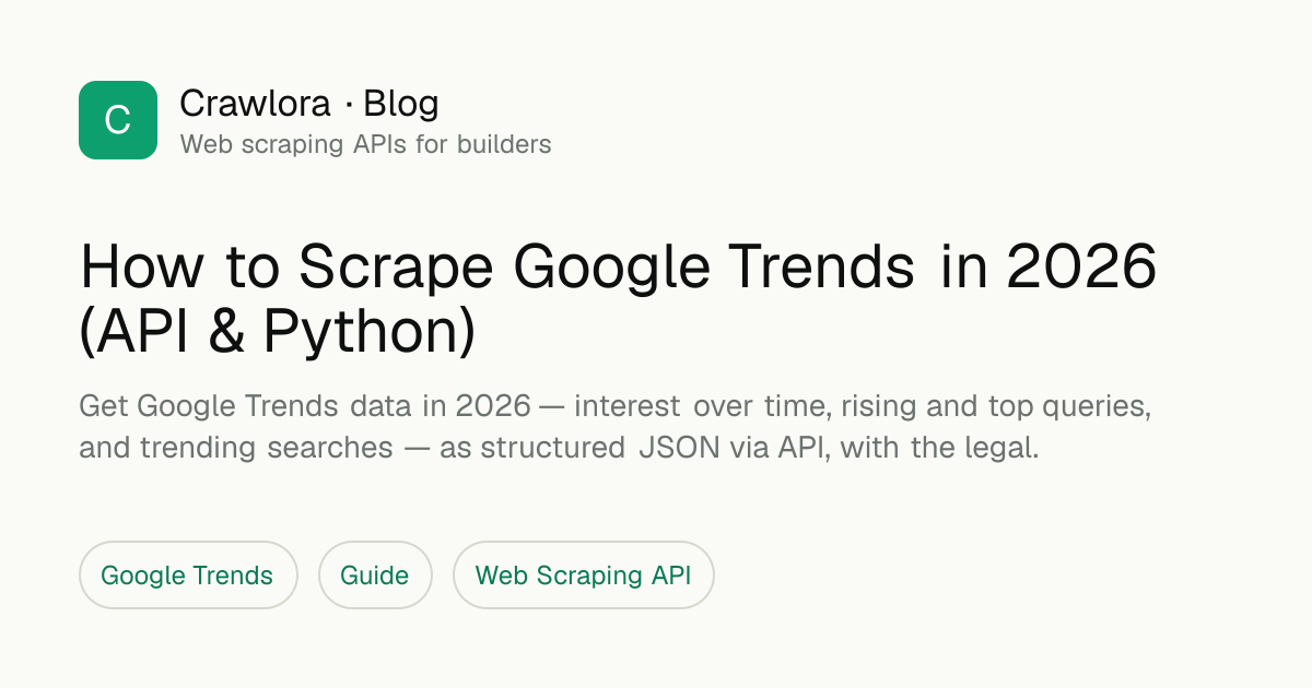 How to Scrape Google Trends in 2026 (API & Python) - Crawlora