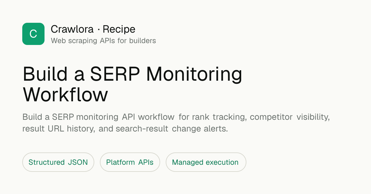 Build a SERP Monitoring Workflow - Crawlora Docs