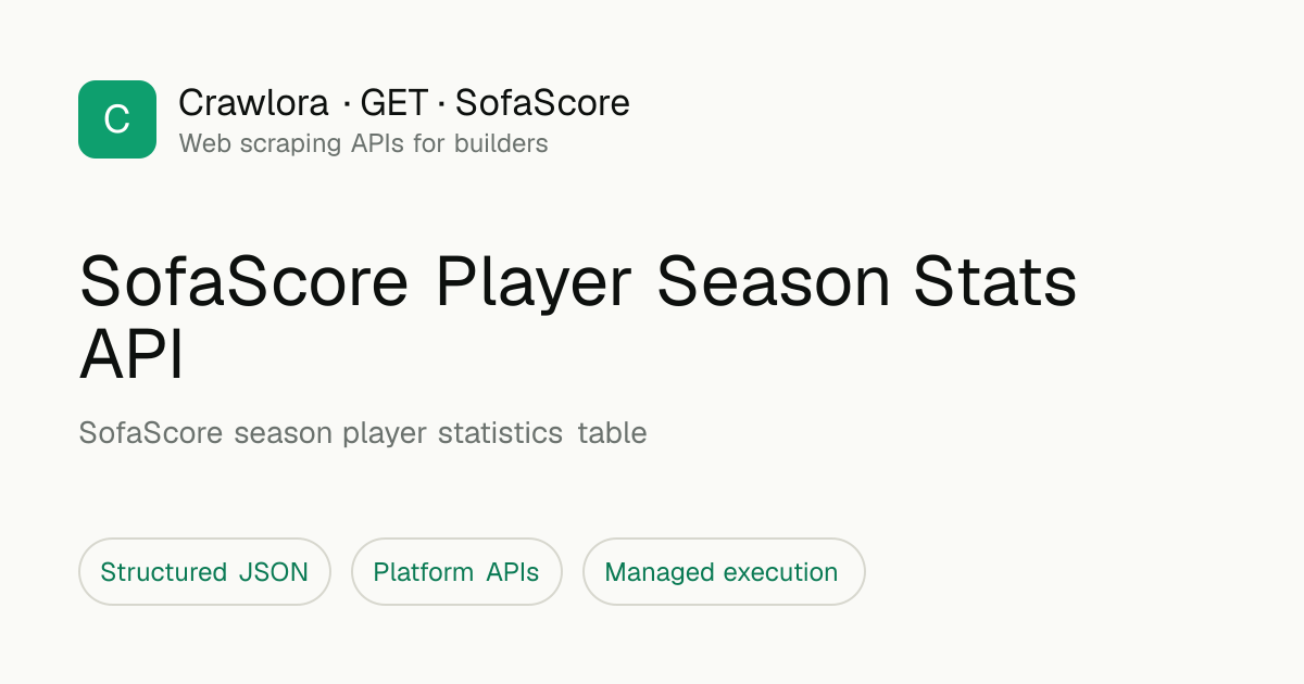 SofaScore Player Season Stats API - Crawlora API Docs