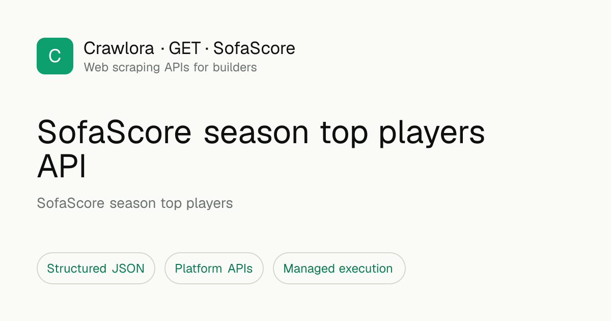 SofaScore season top players API - Crawlora API Docs
