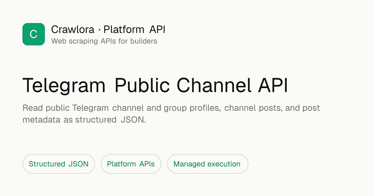 Telegram API - Public Channels & Posts - Crawlora