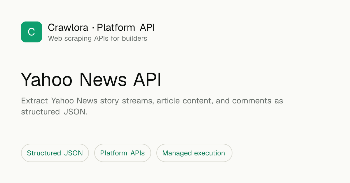 Yahoo News API - Articles & Comments JSON - Crawlora