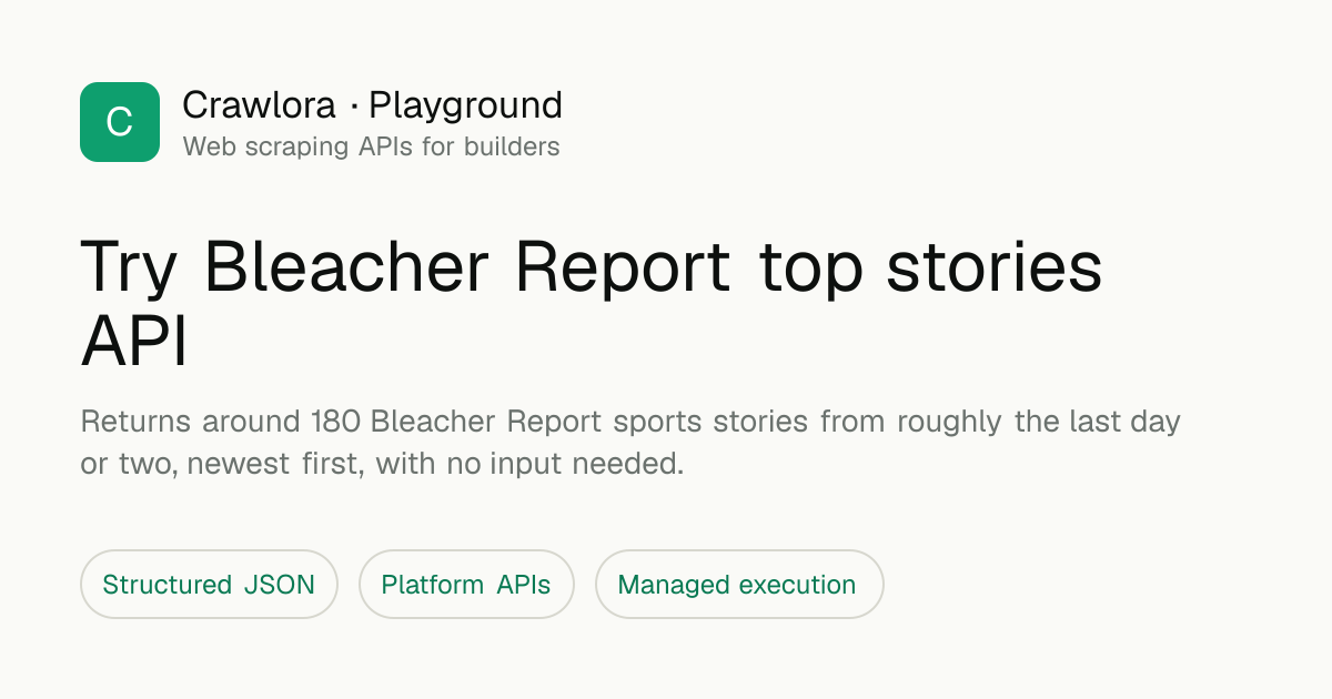 Try Bleacher Report top stories API in Playground - Crawlora