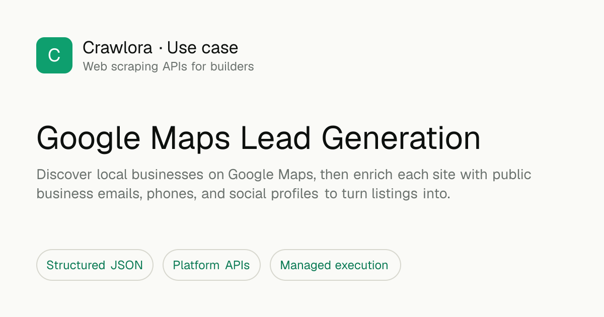 Google Maps Email & Lead Generation API - Crawlora